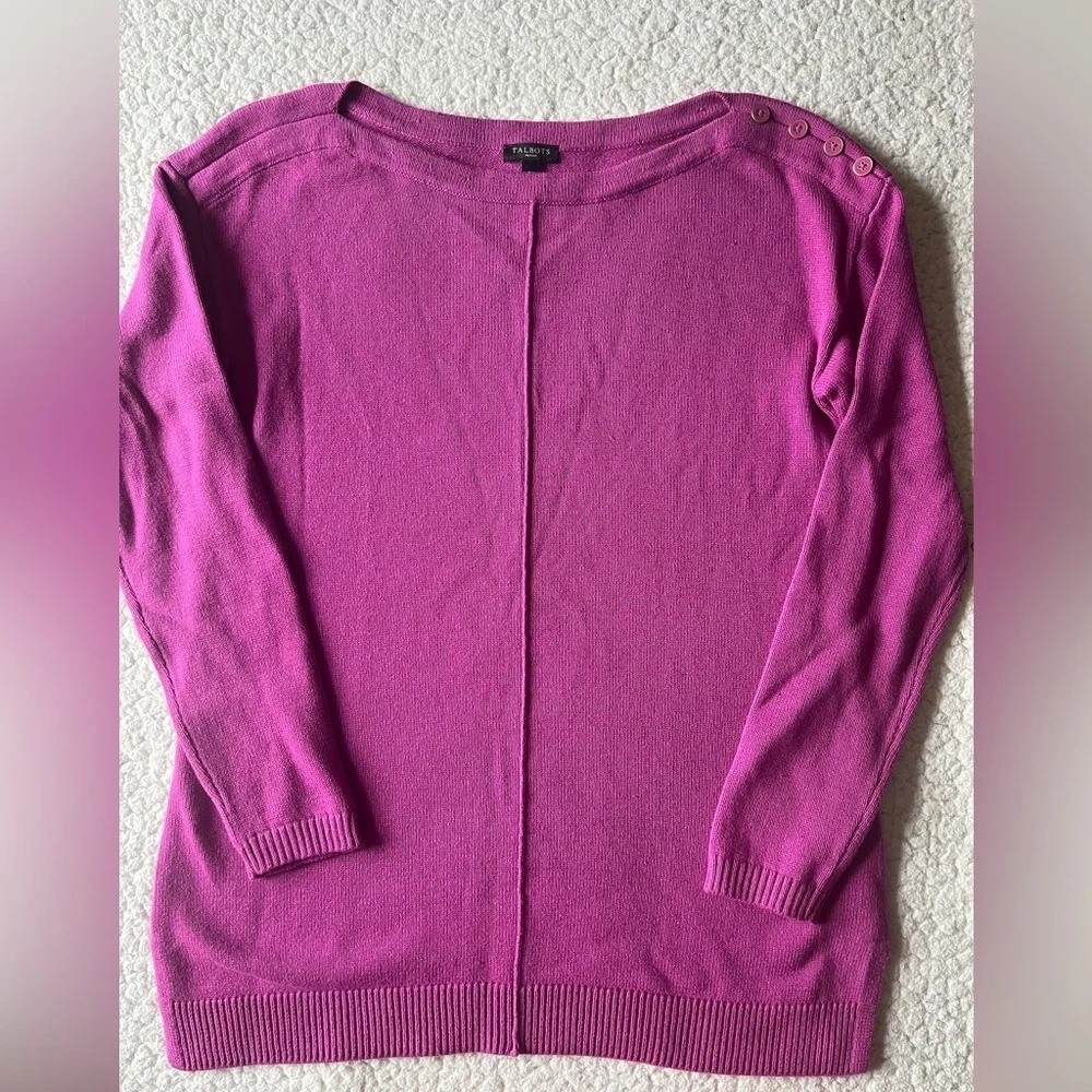 NEW Talbots fuchsia long sleeve sweater, petite small.